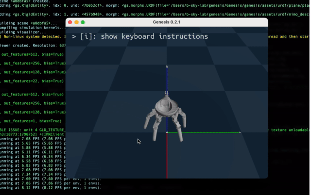 シミュレータ上で歩行するPalmimo v0